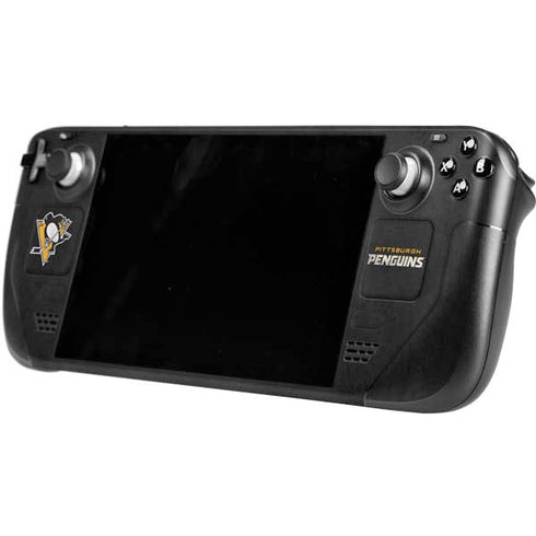 NHL Pittsburgh Penguins Distressed Steam Deck Handheld Gaming Computer Skin